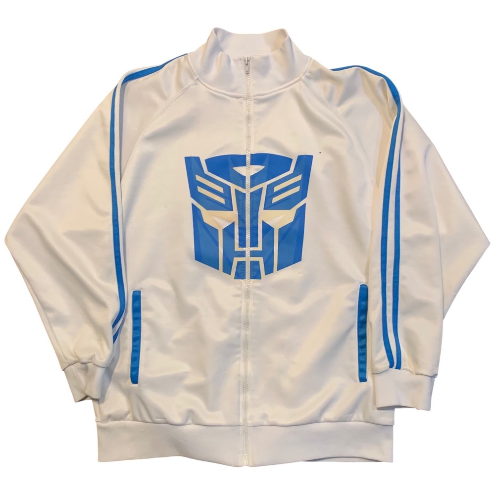 2007 Transformers Mens White Autobot Optimus Prime Graphic Track Jacket Size M